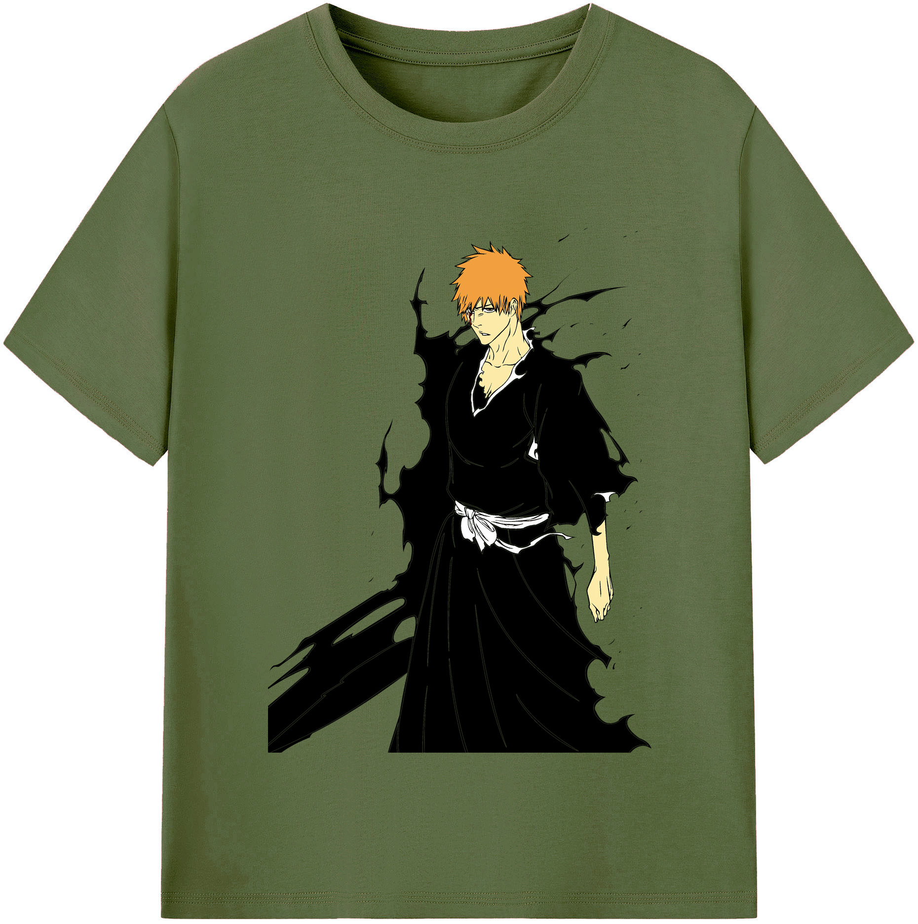 （画像用） ブリーチ 黒崎一護（くろさき いちご）BLEACH Kurosaki Ichigo 綿100％半袖Tシャツ（フロントプリント）